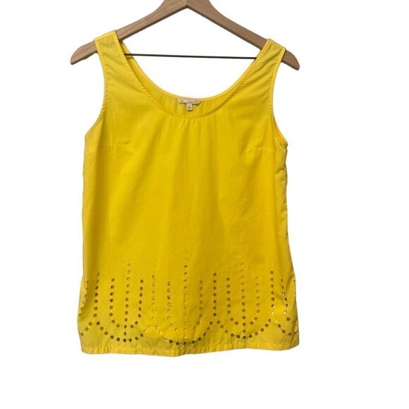 Gap Small Bright Yellow Lightweight Tank Top Eyelet Cutout Detail - Picture 1 of 7
